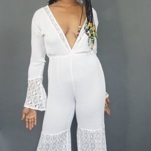 White, Hippie Gauze Jumpsuit